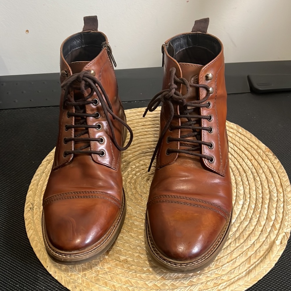 Base London Men Leather Chelsea Combat Boot Size 42